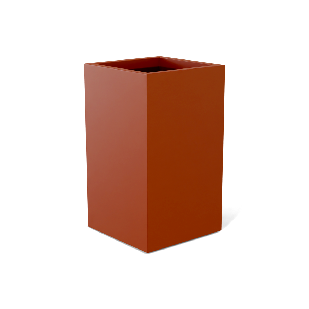 Darwin corner fiberglass planter in Matte Terra Cotta, 24 × 24 × 42 in, studio render