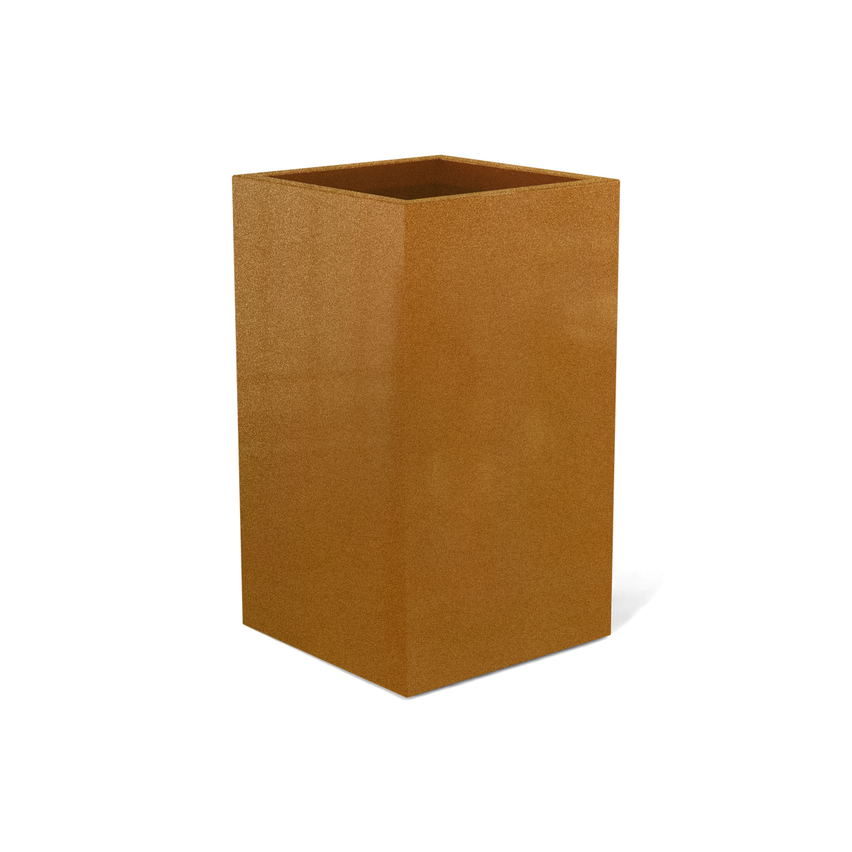 Darwin corner fiberglass planter in Metallic Bronze, 24 × 24 × 42 in, studio render