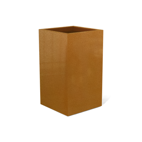 Darwin corner fiberglass planter in Metallic Bronze, 24 × 24 × 42 in, studio render