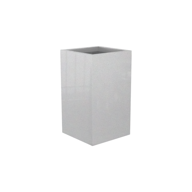 Darwin corner fiberglass planter in Metallic Silver