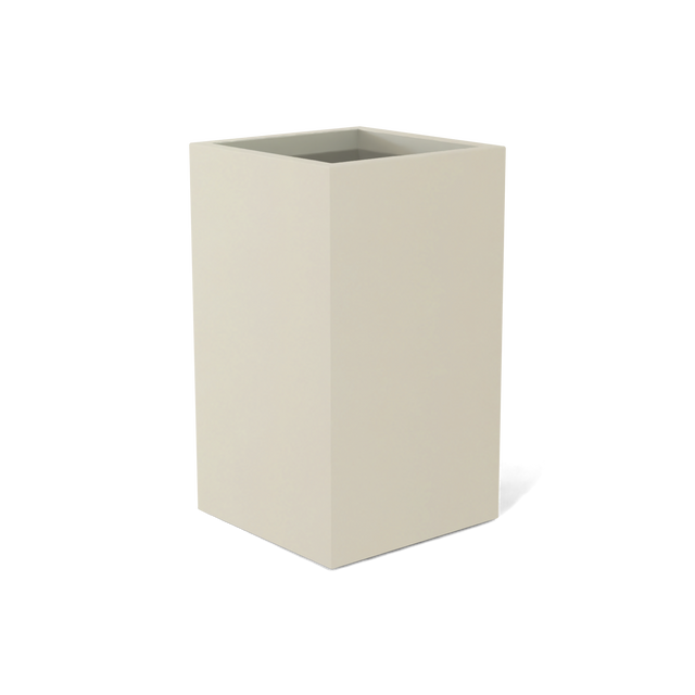 Darwin corner fiberglass planter in Satin Beige, 24 × 24 × 42 in, studio render