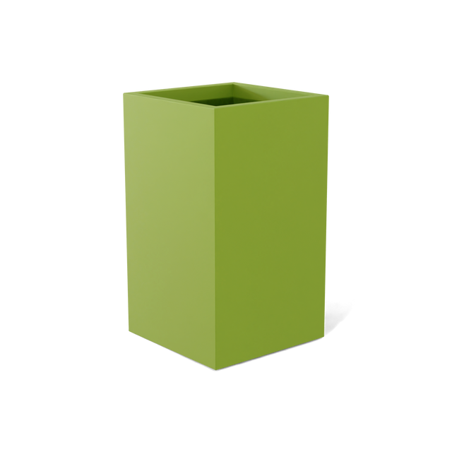 Darwin corner fiberglass planter in Satin Green, 24 × 24 × 42 in, studio render