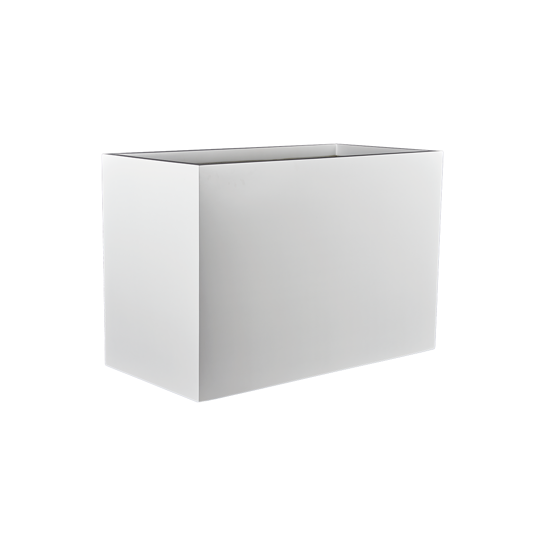 Darwin rectangular fiberglass planter in Gloss Bright White, 72 × 24 × 42 in, studio render