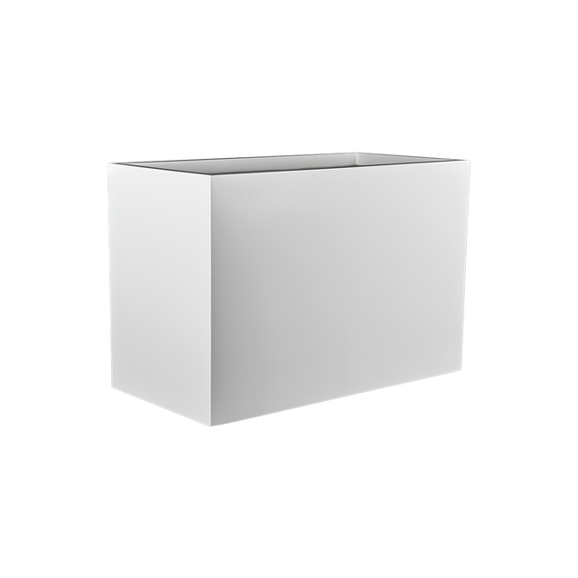 Darwin rectangular fiberglass planter in Gloss Bright White, 72 × 24 × 42 in, studio render