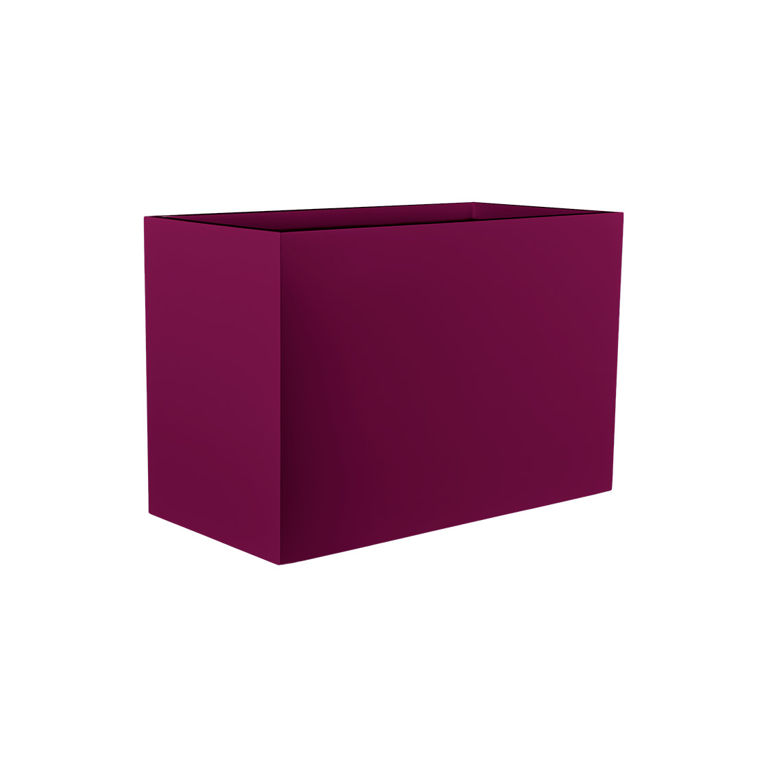 Darwin rectangular fiberglass planter in Gloss Eggplant, 72 × 24 × 42 in, studio render
