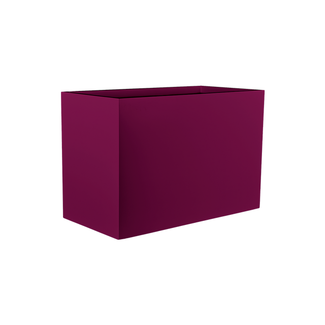 Darwin rectangular fiberglass planter in Gloss Eggplant, 72 × 24 × 42 in, studio render