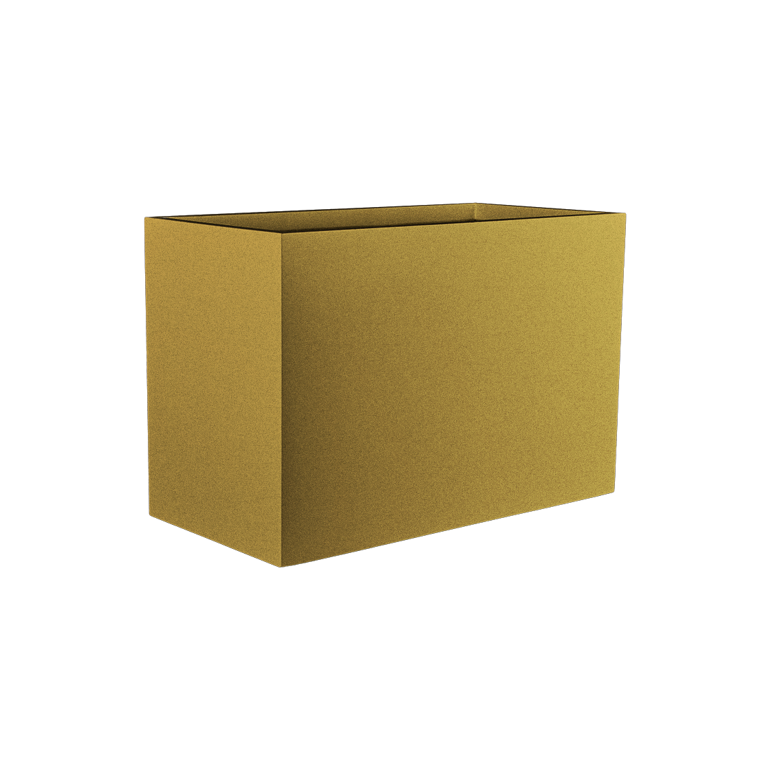 Darwin rectangular fiberglass planter in Gloss Metallic Gold, 72 × 24 × 42 in, studio render
