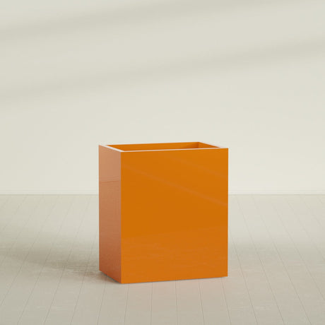 Darwin rectangular fiberglass planter in Gloss Tangerine