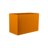 Darwin rectangular fiberglass planter in Gloss Tangerine, 72 × 24 × 42 in, studio render