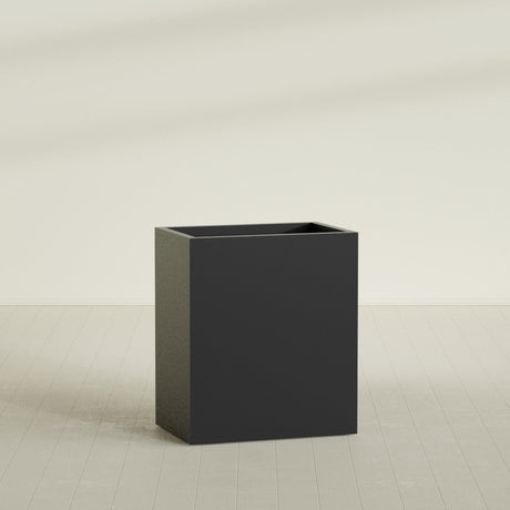 Darwin rectangular fiberglass planter in Matte Black
