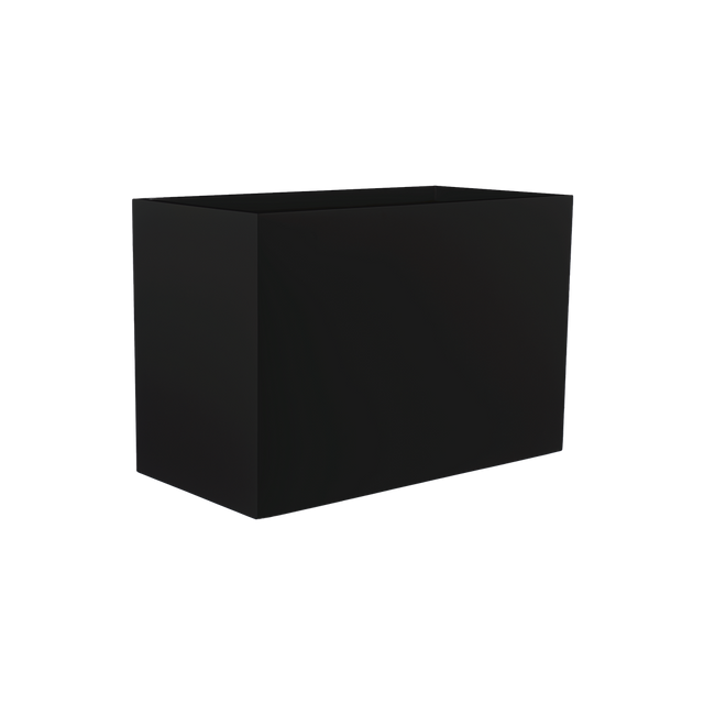 Darwin rectangular fiberglass planter in Matte Black, 72 × 24 × 42 in, studio render