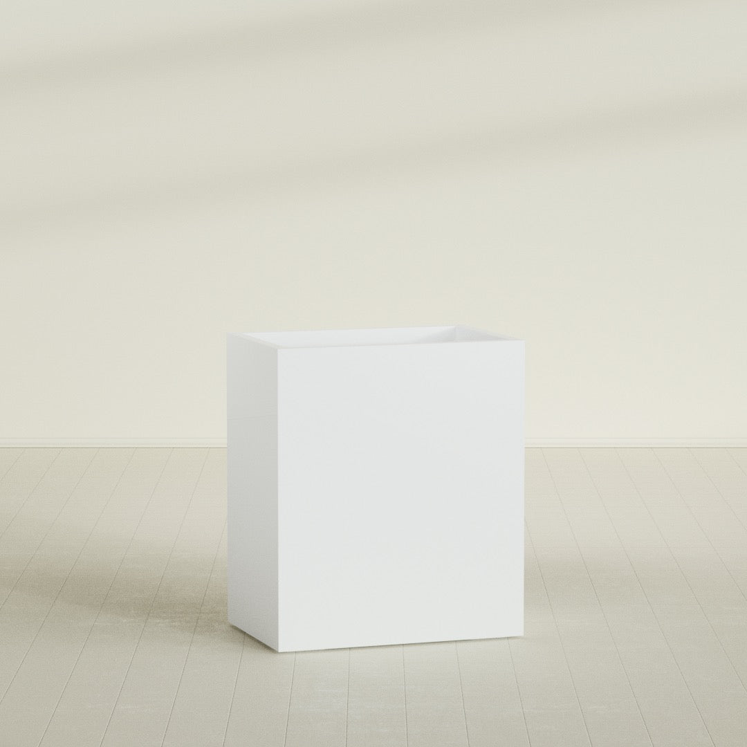 Darwin rectangular fiberglass planter in Matte Bright White
