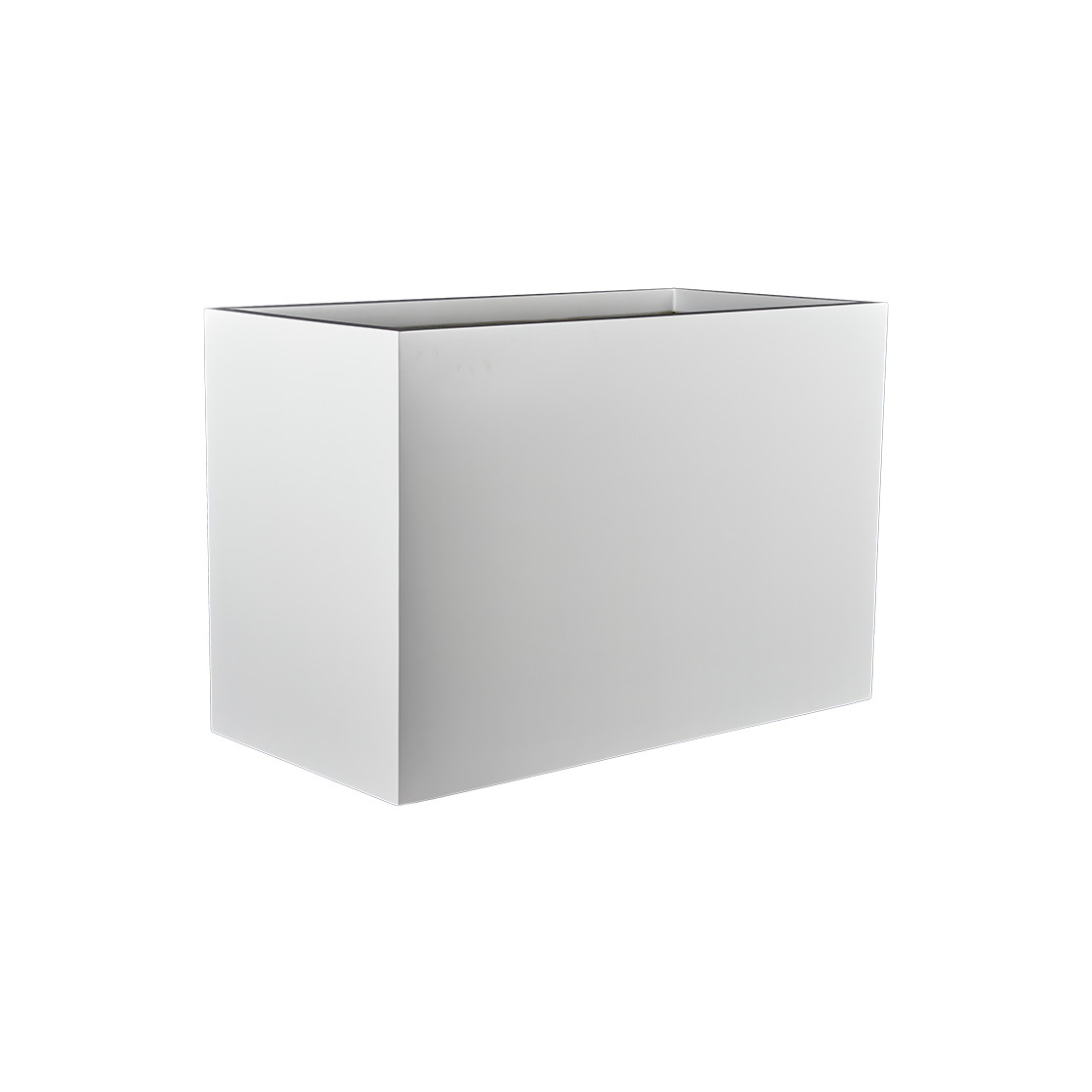 Darwin rectangular fiberglass planter in Matte Bright White, 72 × 24 × 42 in, studio render