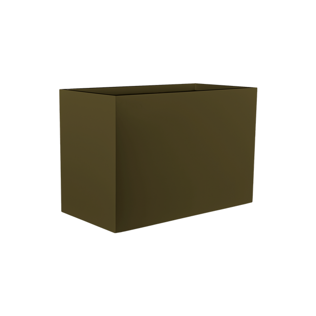 Darwin rectangular fiberglass planter in Matte Bronze, 72 × 24 × 42 in, studio render