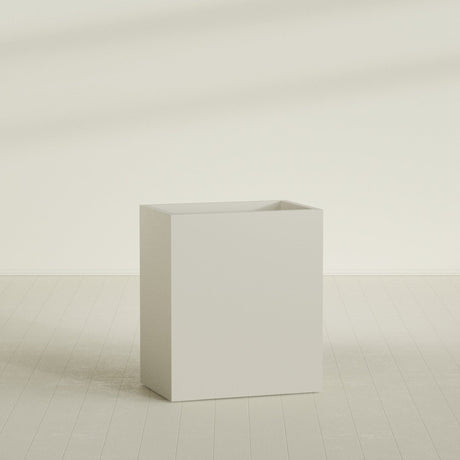 Darwin rectangular fiberglass planter in Matte Cement Grey (shown in Satin Beige; color approximate)
