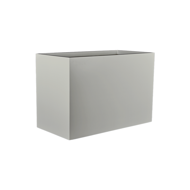 Darwin rectangular fiberglass planter in Matte Cement Grey, 72 × 24 × 42 in, studio render