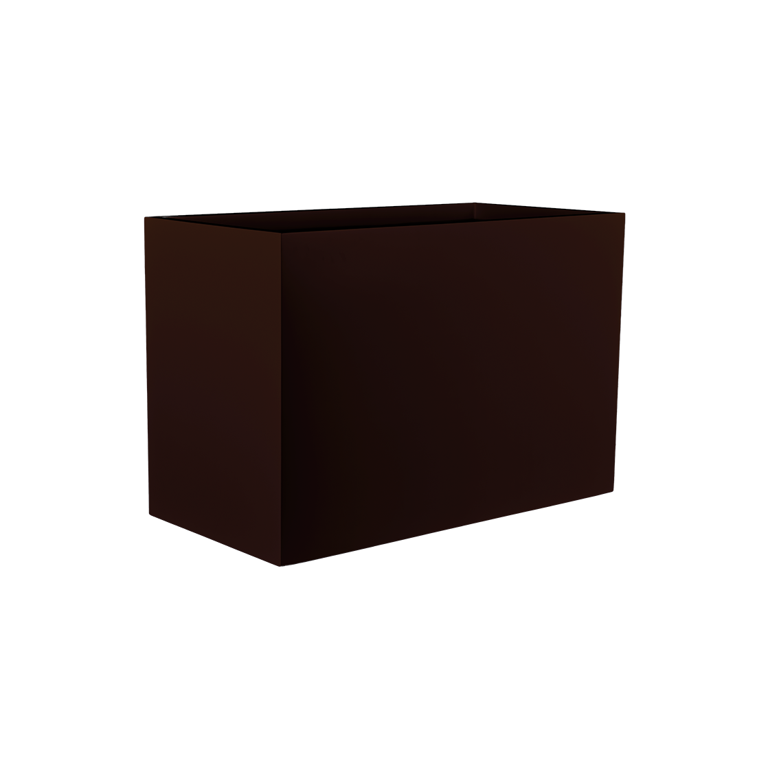 Darwin rectangular fiberglass planter in Matte Dark Brown, 72 × 24 × 42 in, studio render