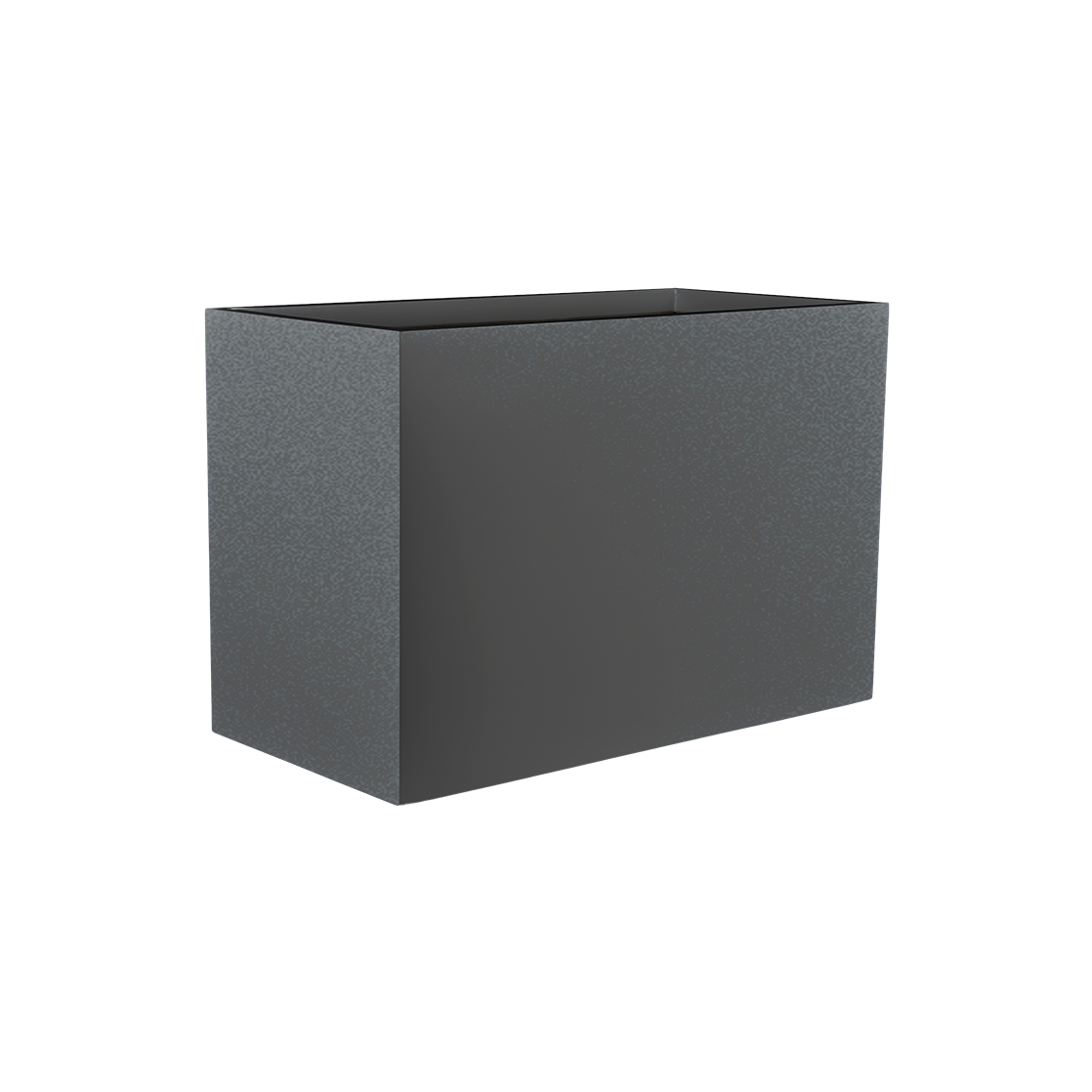 Darwin rectangular fiberglass planter in Matte Gunmetal, 72 × 24 × 42 in, studio render