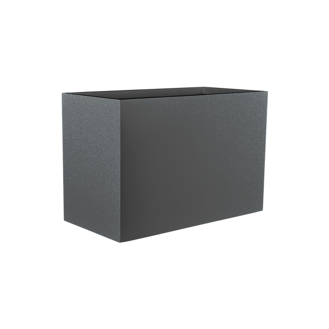 Darwin rectangular fiberglass planter in Matte Gunmetal, 72 × 24 × 42 in, studio render