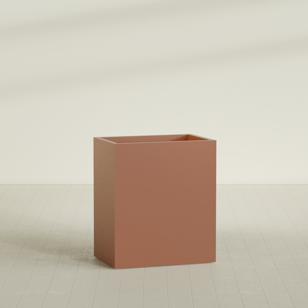 Darwin rectangular fiberglass planter in Matte Terra Cotta