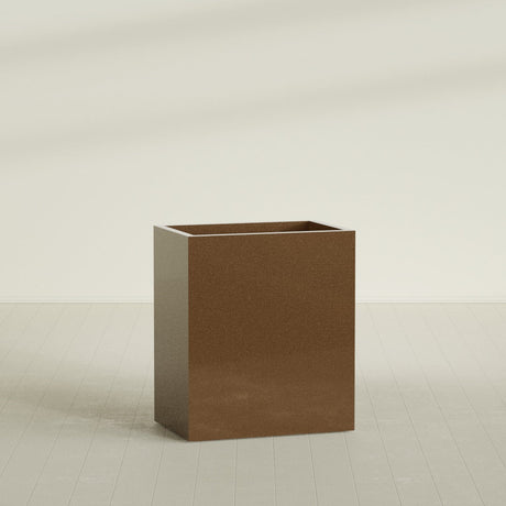 Darwin rectangular fiberglass planter in Metallic Bronze