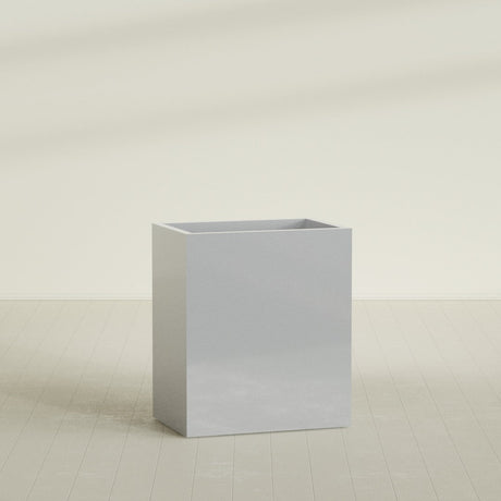 Darwin rectangular fiberglass planter in Metallic Silver