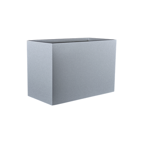 Darwin rectangular fiberglass planter in Metallic Silver, 72 × 24 × 42 in, studio render