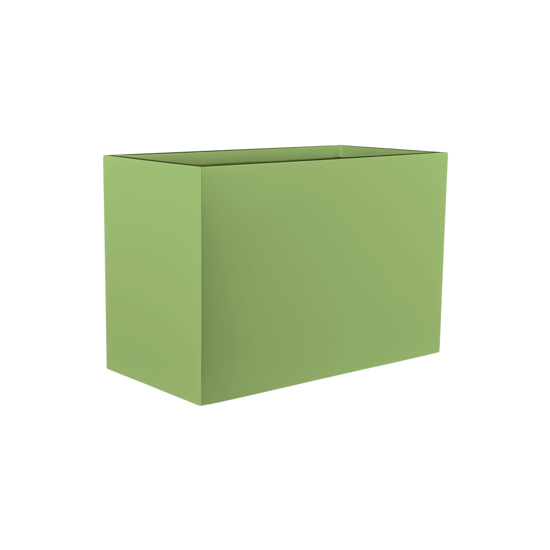 Darwin rectangular fiberglass planter in Satin Green, 72 × 24 × 42 in, studio render