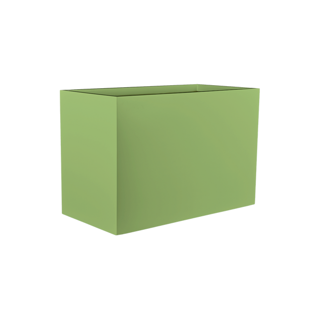 Darwin rectangular fiberglass planter in Satin Green, 72 × 24 × 42 in, studio render