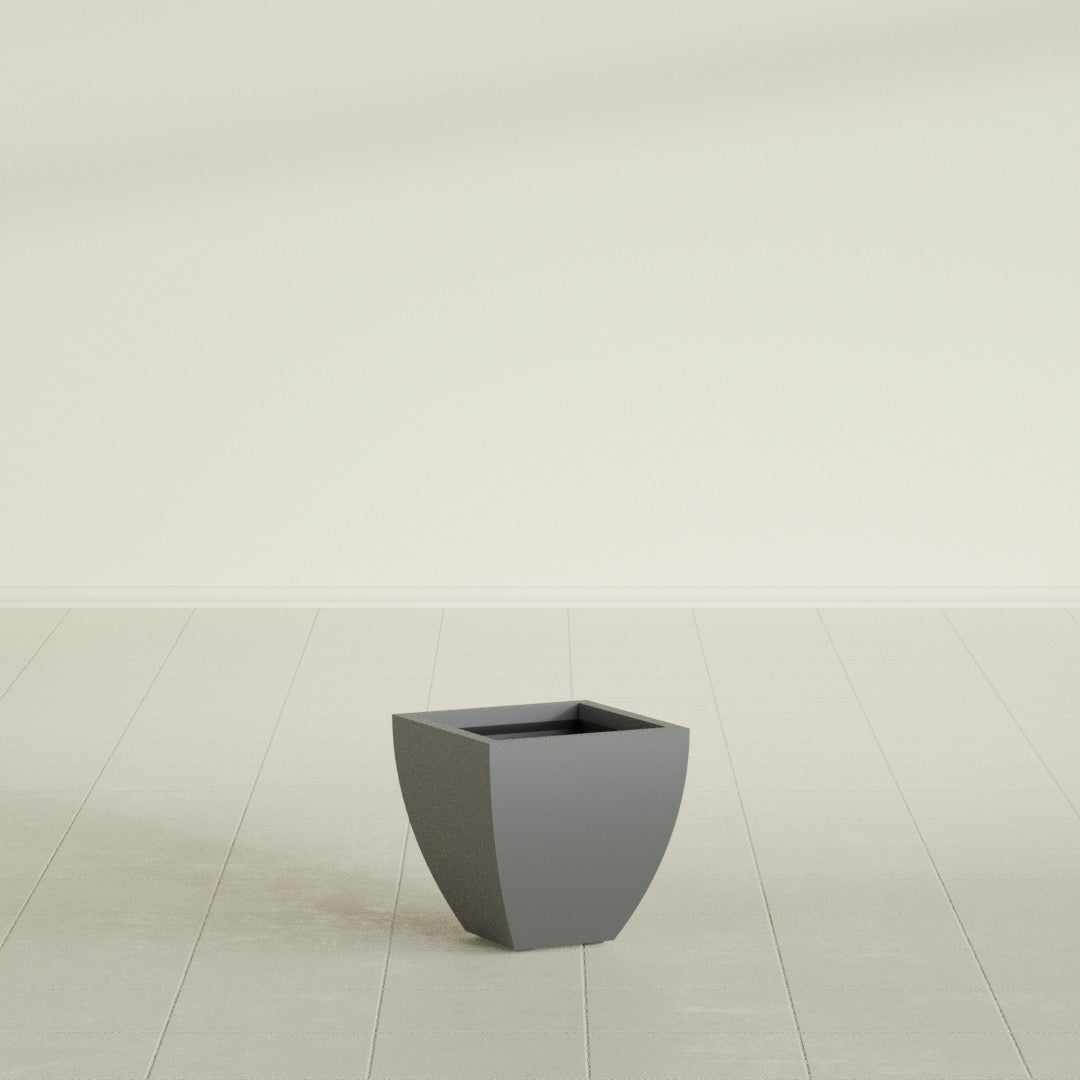 Lima Tapered Square Planter in Matte Gunmetal, 12", shown empty
