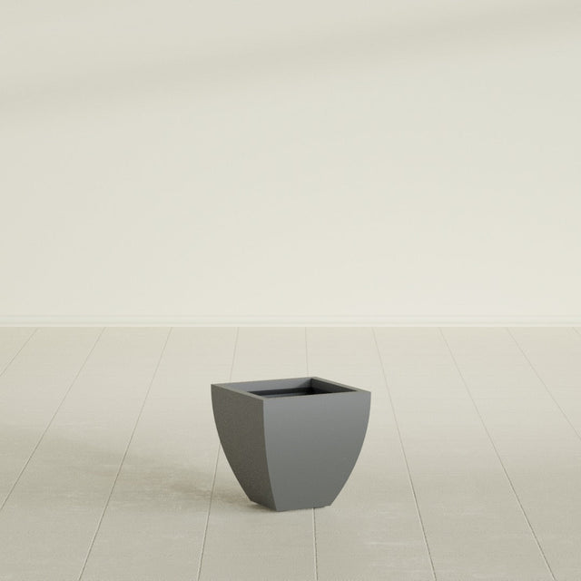 Lima Tapered Square Planter in Matte Gunmetal, 12", shown empty