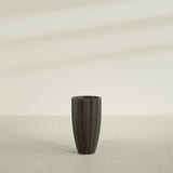San Jose Tall Fluted Planter in Matte Dark Brown, 16"D × 30"H, shown empty