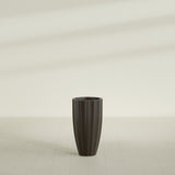 San Jose Tall Fluted Planter in Matte Dark Brown, 16"D × 30"H, shown empty