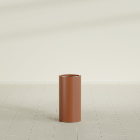 Corry Cylinder Planter in Matte Terra Cotta, 10"D × 20"H, shown empty