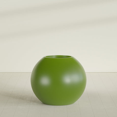 Globe Planter in Satin Green, 36"D × 30"H, shown empty