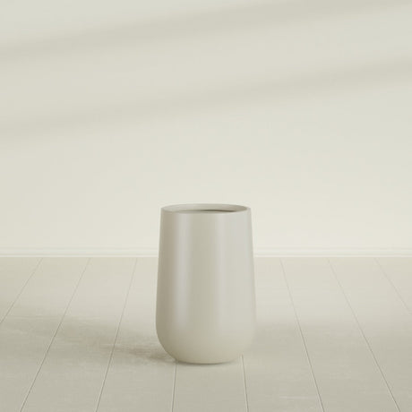 Hayden Urn Planter in Satin Beige, 12"Diam × 20"H, shown empty
