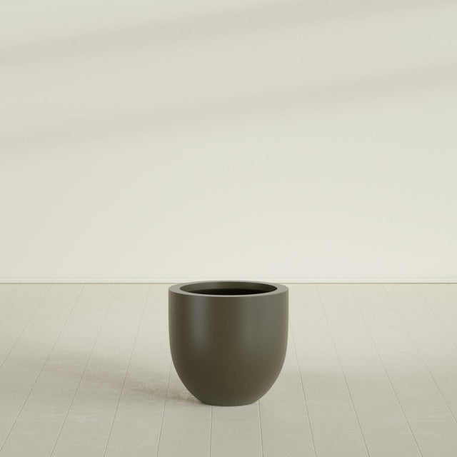 Alzira Bowl Planter in Matte Bronze, 23"D × 22"H, shown empty