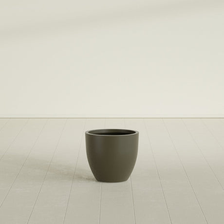 Wannsee Round Planter in Matte Bronze, 22"D × 19"H, shown empty