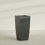 Toulan Tapered Square Planter in Matte Charcoal, 28"W × 60"H, shown empty