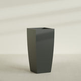 Toulan Tapered Square Planter in Matte Charcoal, 28"W × 60"H, shown empty