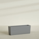 Panama Tapered Rectangular Planter in Matte Gunmetal, 48"L × 12"D × 18"H, shown empty