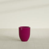 Valencia Tapered Round Planter in Gloss Eggplant, 15"D × 18"H, shown empty