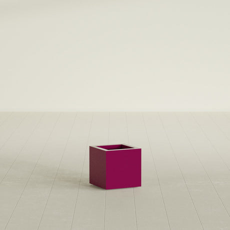Montroy Cube Planter in Gloss Eggplant, 12", shown empty