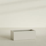 Torino Wide Rectangular Planter in Satin Beige, 48"L × 24"D × 18"H, shown empty