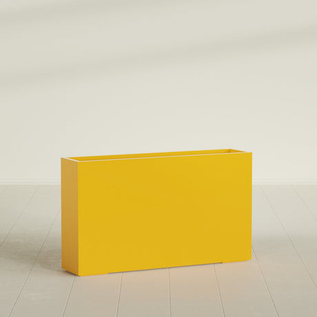 Perth Rectangular Planter in Gloss Saffron, 72"L × 16"D × 42"H, shown empty