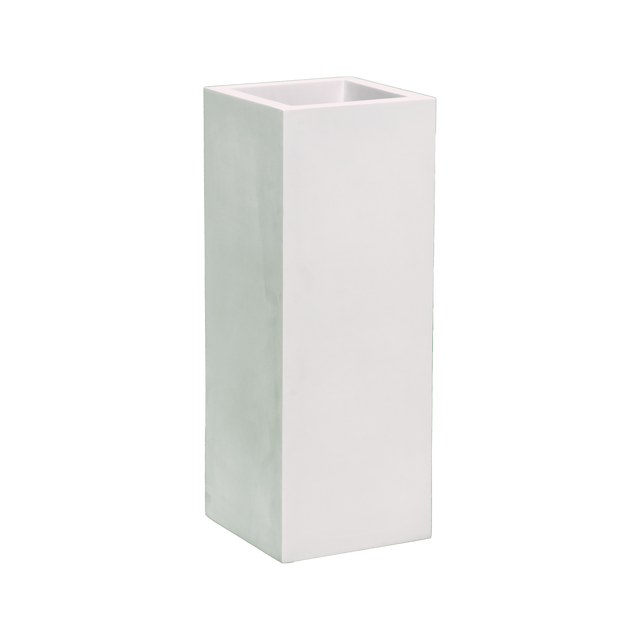 Delray corner fiberglass planter in Gloss Bright White, 12 × 12 × 32 in, studio render