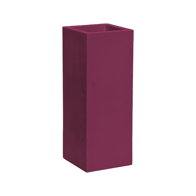 Delray corner fiberglass planter in Gloss Eggplant, 12 × 12 × 32 in, studio render