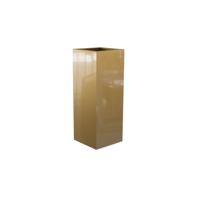 Delray corner fiberglass planter in Gloss Metallic Gold