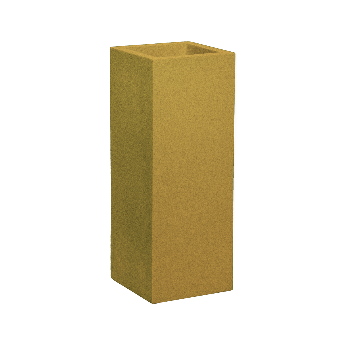 Delray corner fiberglass planter in Gloss Metallic Gold, 12 × 12 × 32 in, studio render