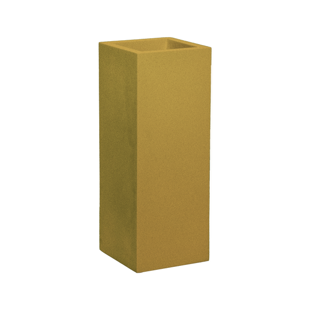 Delray corner fiberglass planter in Gloss Metallic Gold, 12 × 12 × 32 in, studio render